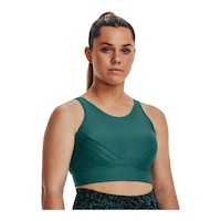 Under Armour Women's Infinity Pintuck Medium Sports Bra Front_Three_Fourths_Angled_Right