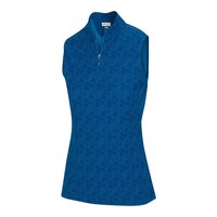 Greg Norman Golf Women's Cutaway Mock 1/4 Zip Sleeveless Golf Top Front_Angled_Left