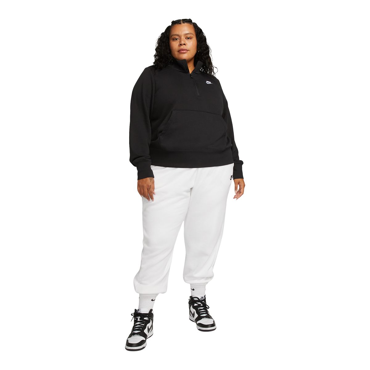 Nike Women's Plus Size Club Fleece Standard 1/4 Zip Long Sleeve Top