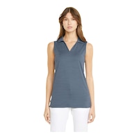 PUMA Women's Cloudspun Coast Polo Tank Front_Flat