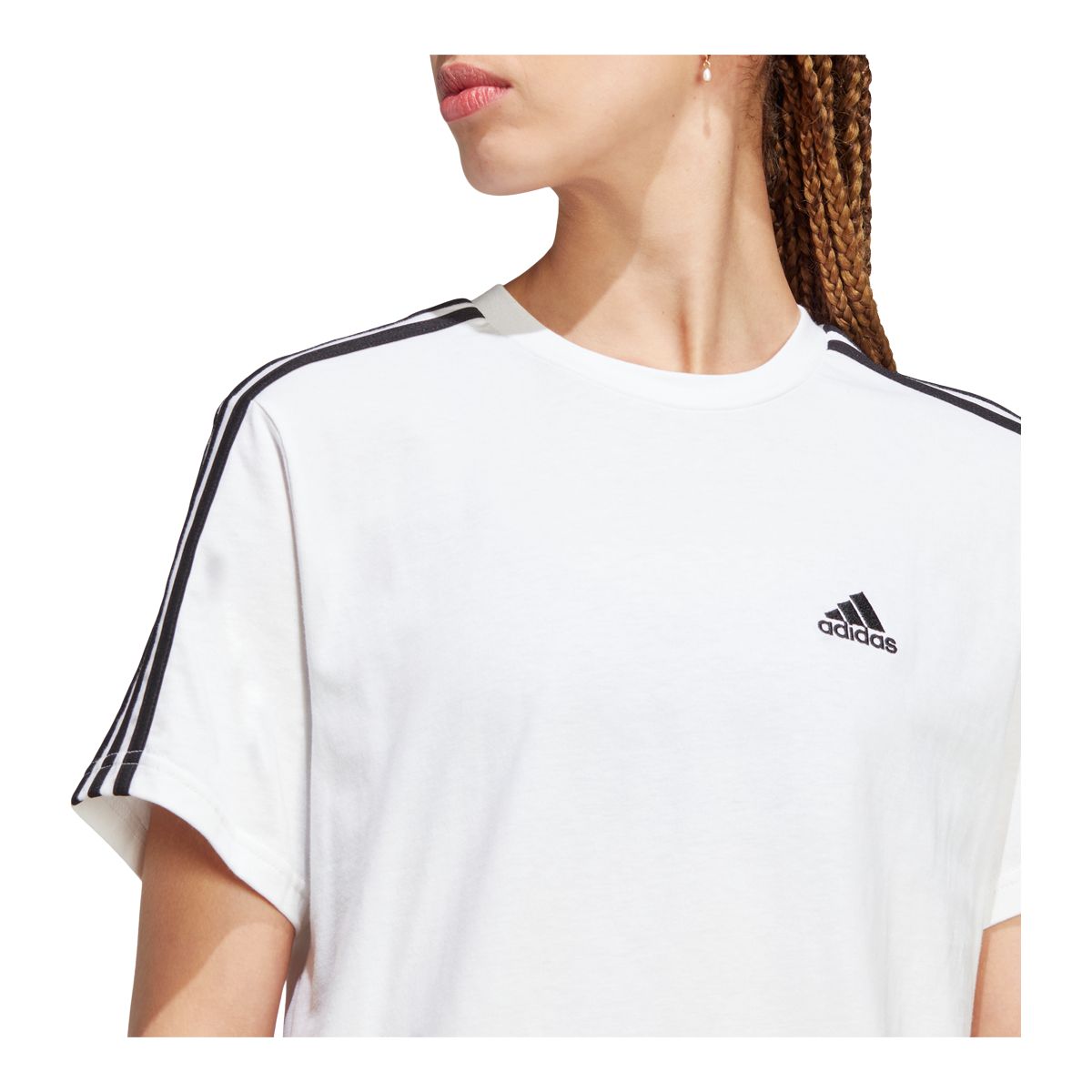 B43986] Womens Adidas Athletics 3S 3 Stripe Tapered Pants - Navy White
