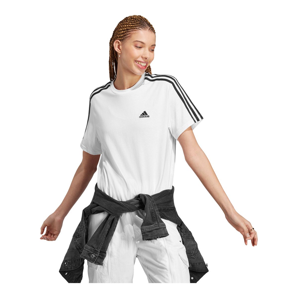 adidas Sportswear Womens 3 Stripe Tracksuit - Black/White