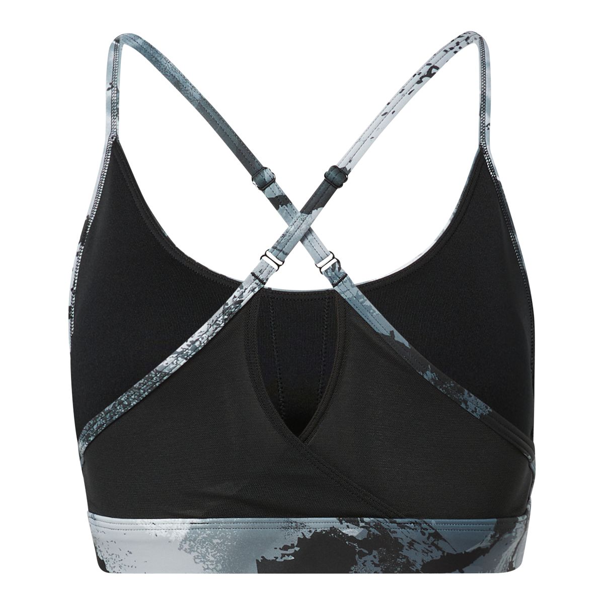 Reebok Women's Lux Strappy All Over Print Mid Sports Bra