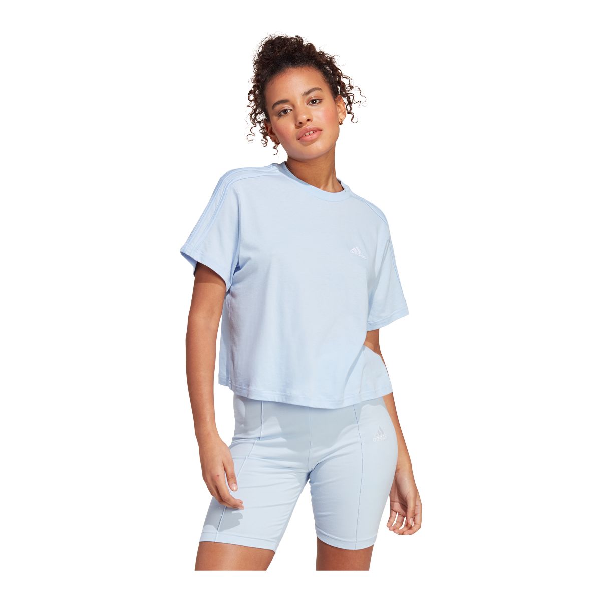adidas Women's Sportswear 3-Stripes Cotton Jersey Crop T Shirt