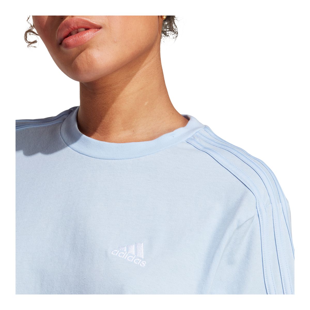 adidas Women's Sportswear 3-Stripes Cotton Jersey Crop T Shirt