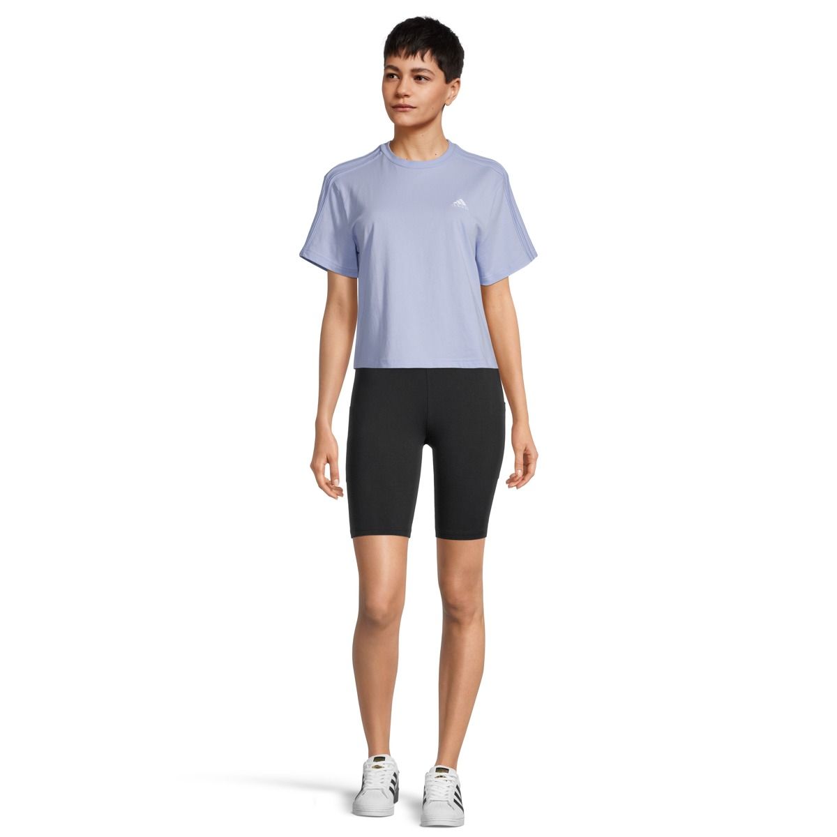 adidas Women's Sportswear 3-Stripes Cotton Jersey Crop T Shirt