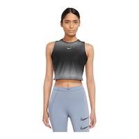 Nike Women's Dri-FIT Swoosh Printed Crop Tank Front_Flat