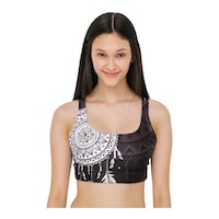 NoMiNoU Women's Hyacinth Dreamcatcher Medium Sports Bra Front_Flat