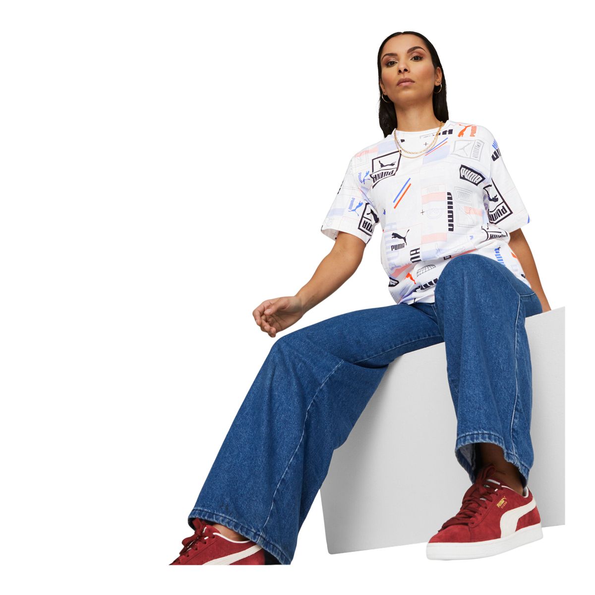 PUMA Women's Classics 48 Gen. All Over Print T Shirt