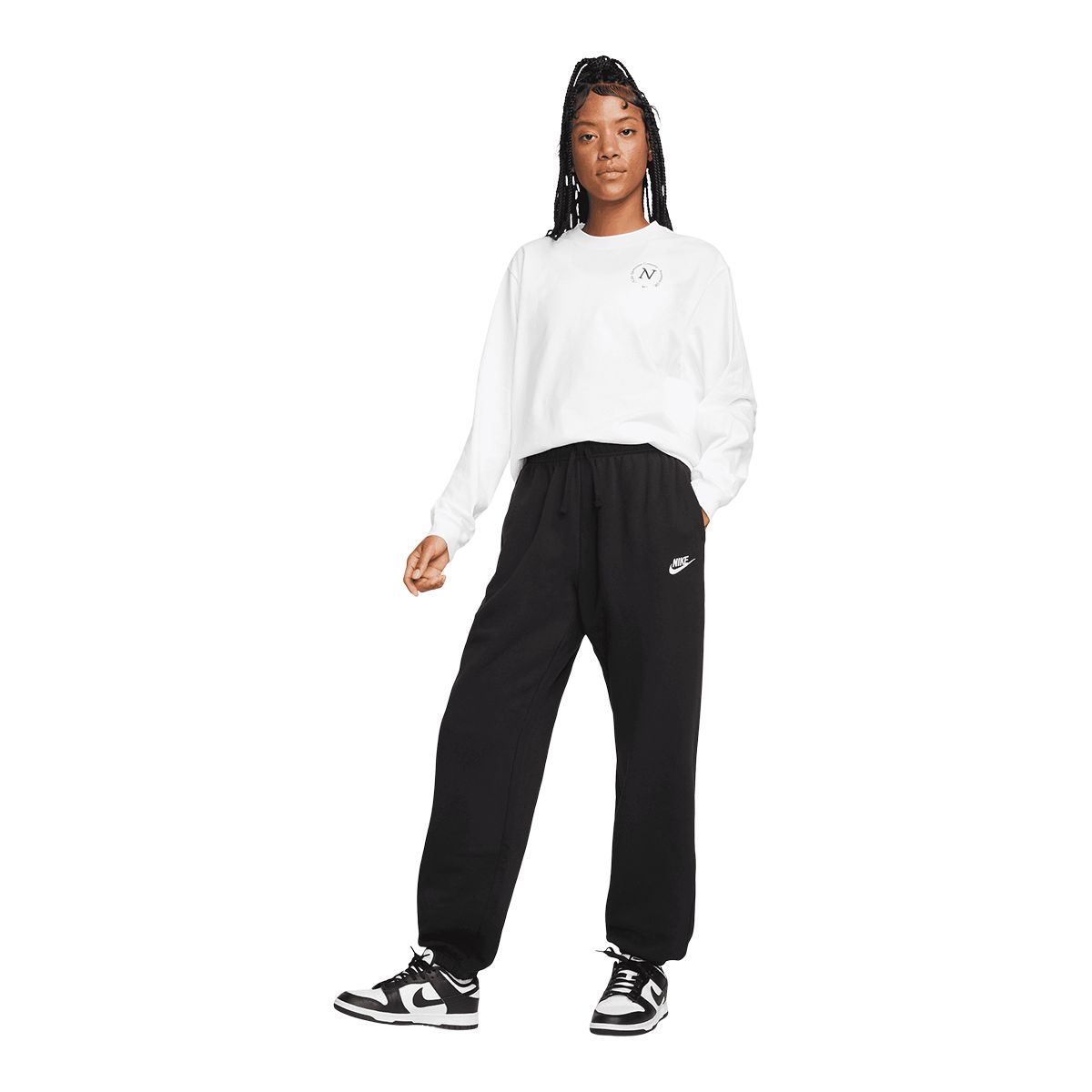 Nike Sweatpants Womens Large Black & White Running Lounge Zip Legs Gym  Ladies