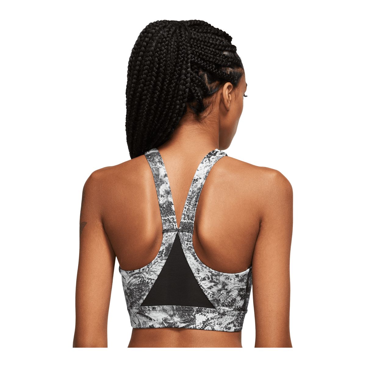 Nike Women's Dri-FIT Swoosh Wrap All Over Print Mid Sports Bra