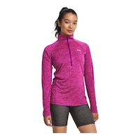 Under Armour Women's Tech Twist 1/2 Zip Long Sleeve Top Front_Three_Fourths_Angled_Right