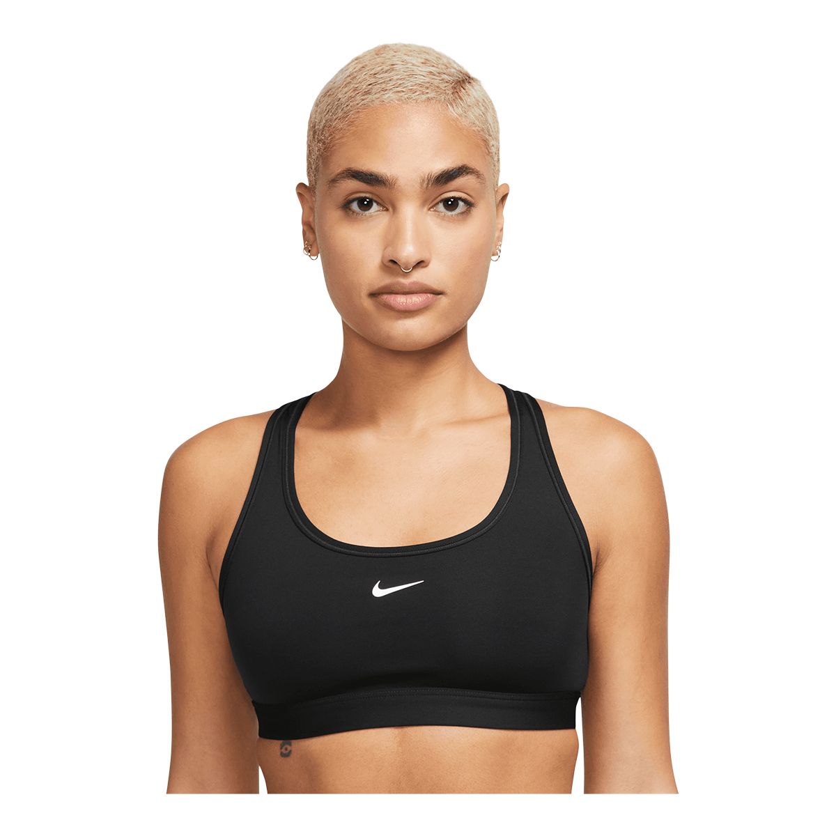 Nike Dri-FIT Swoosh Women's Gray Polyester 1-Piece Pad Sports Bra