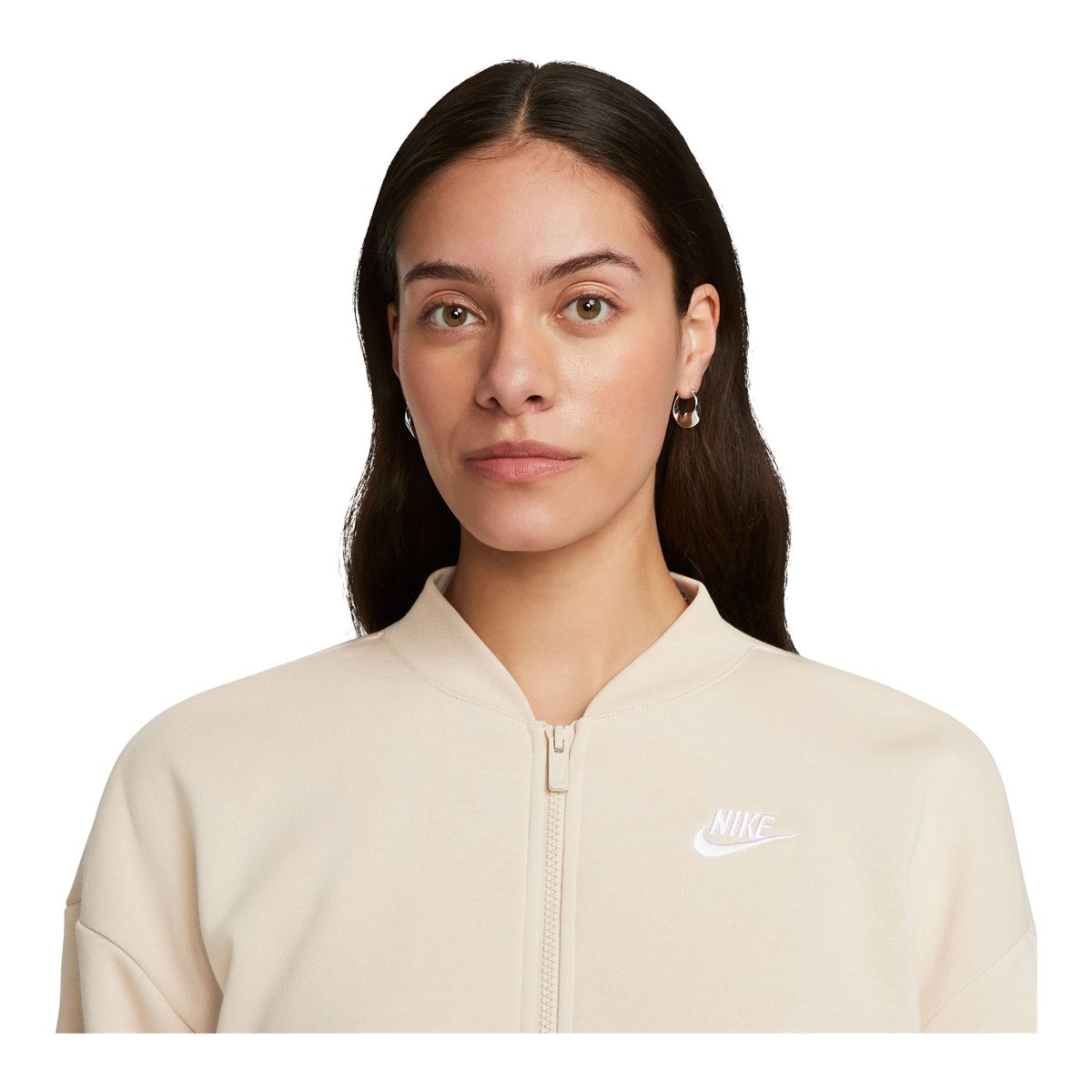 Nike Women's Plus Size Club Fleece Crop Full Zip Sweatshirt