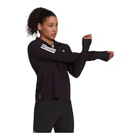 adidas Women's Own The Run 1/2 Zip Long Sleeve Top Front_Three_Fourths_Angled_Right