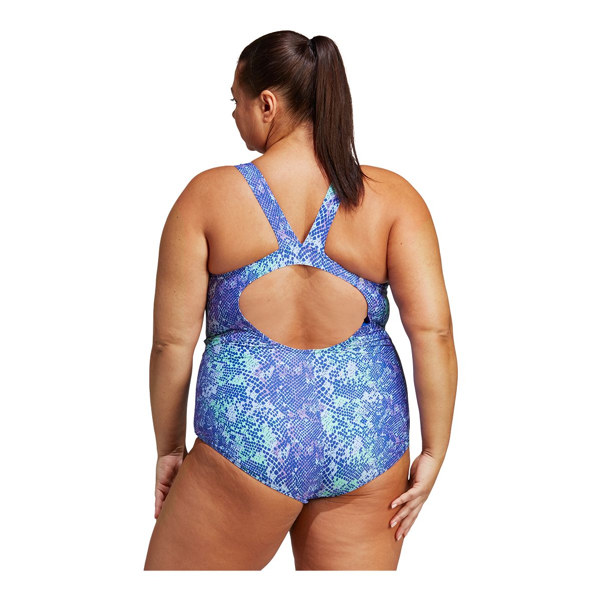 adidas Women's Plus Size 3-Stripe Graphic Swimsuit