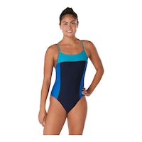 Speedo Women's Colorblock Relay Back One Piece Swimsuit Front_Flat