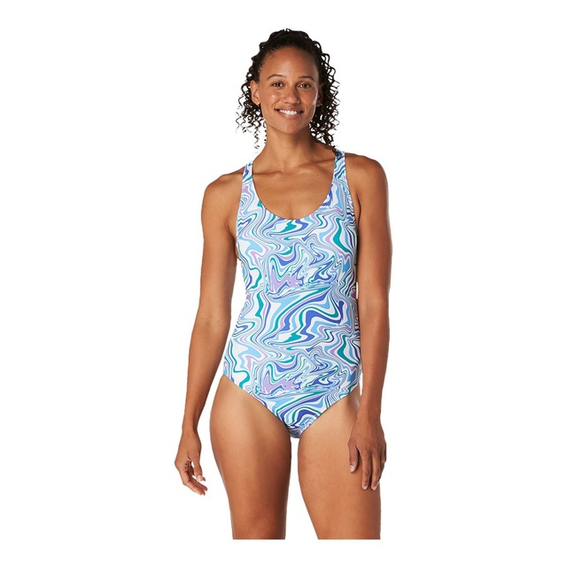 Speedo Women's Print Thin Blue Thin Strap Swimsuit