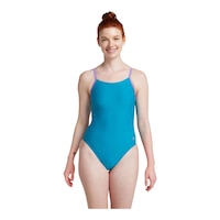 Speedo Women's Solid Double Cross Back Swimsuit Front_Flat