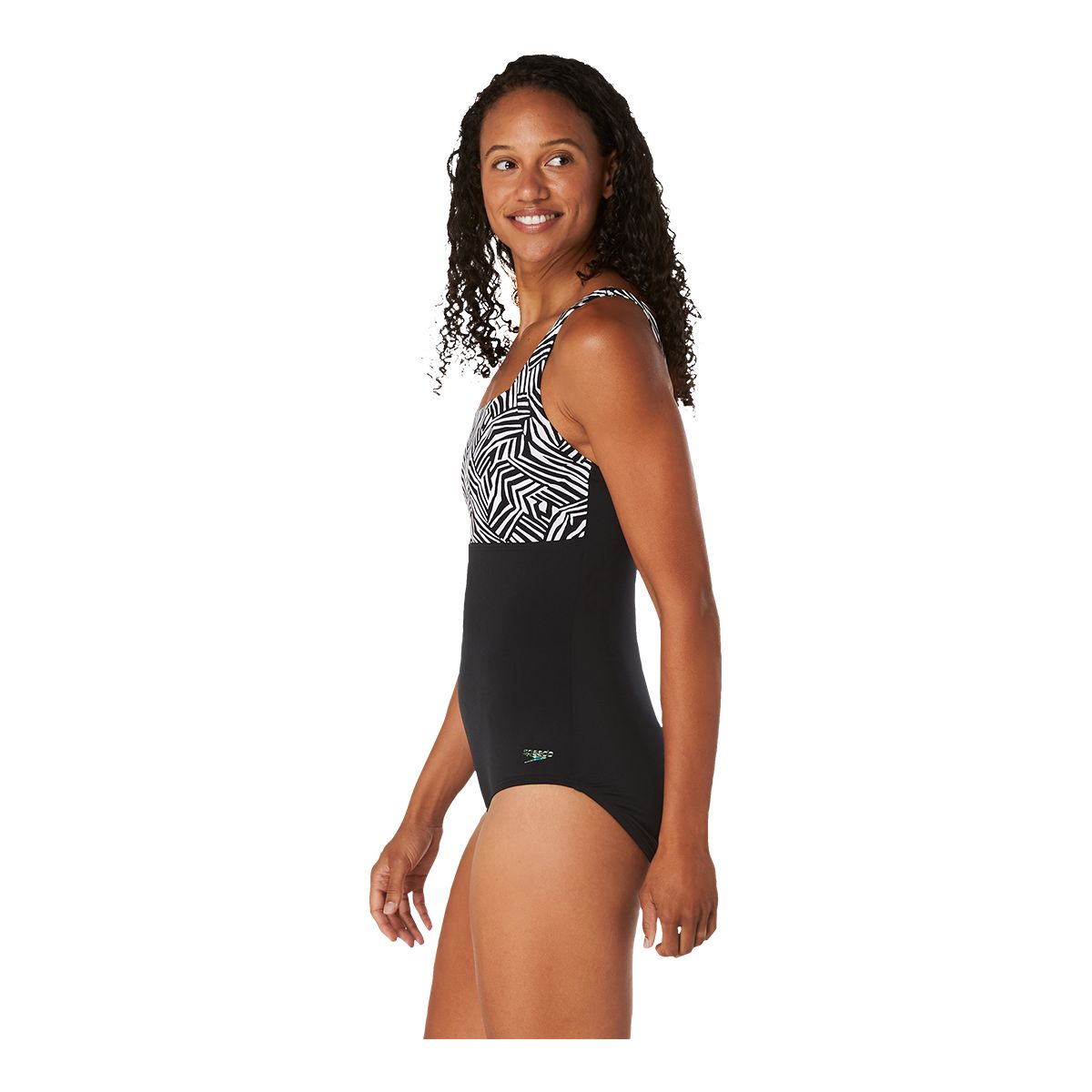 Speedo Women's Print Block Square Neck One Piece Swimsuit | SportChek