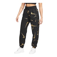 Nike Women's Fleece High Rise Logo All Over Print Pants Front_Angled_Left