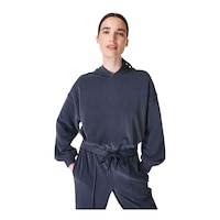 Sweaty Betty Women's Summer Sand Wash Crop Hoodie Front_Flat