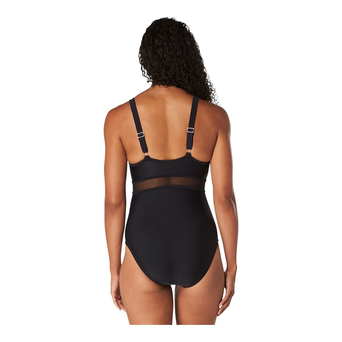 Speedo Women's Solid Mesh One Piece Swimsuit