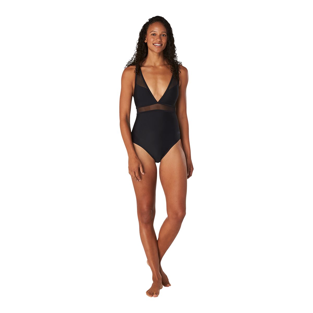 Speedo Women's Solid Mesh One Piece Swimsuit