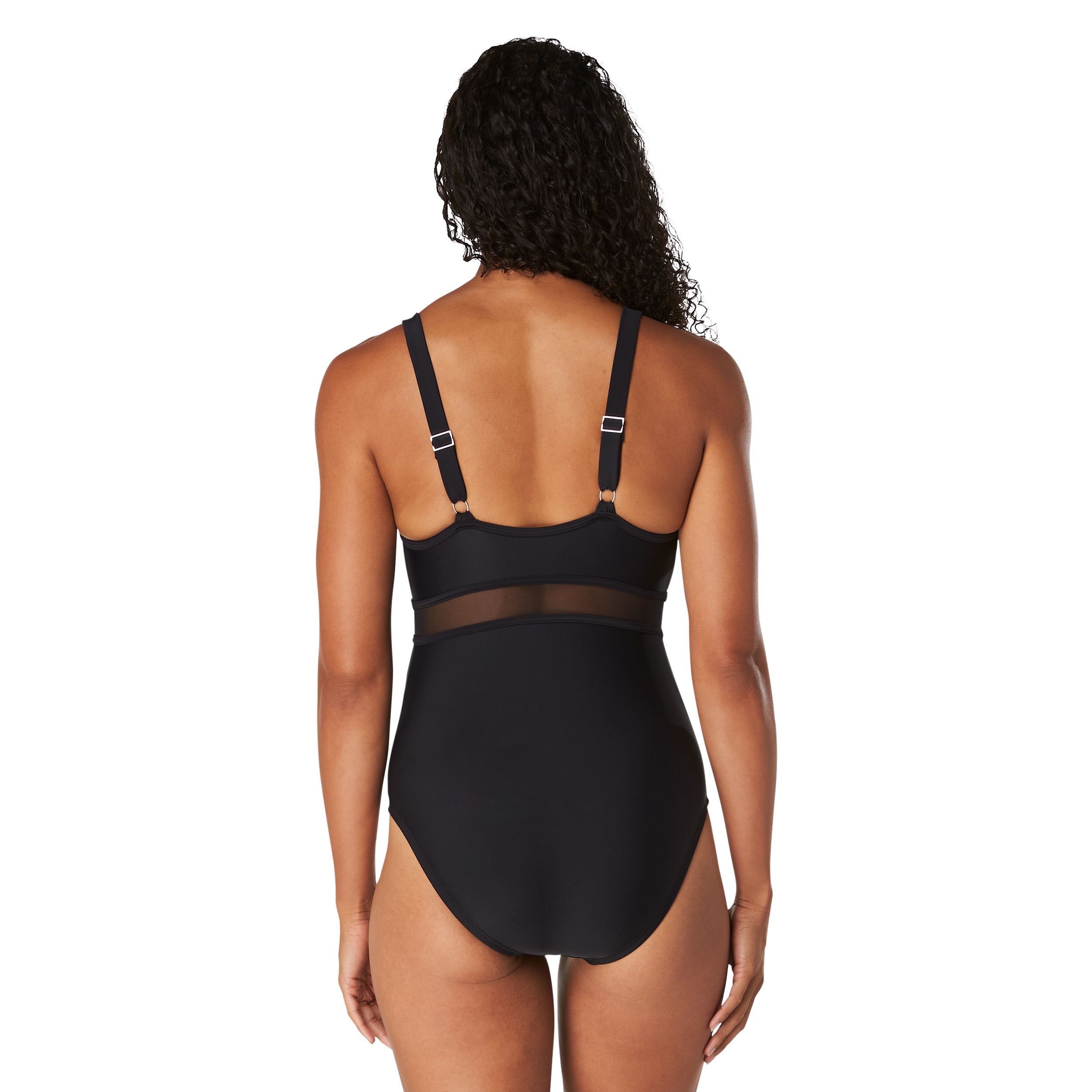 Speedo Women's Solid Mesh One Piece Swimsuit