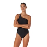 Speedo Women's Solid Mesh Asymmetrical One Piece Swimsuit Front_Flat