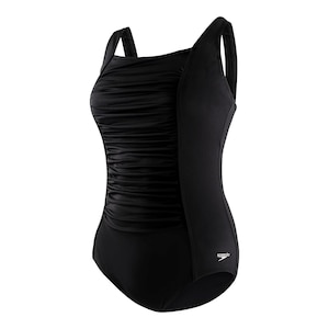 Speedo Women's Plus Size Solid Shirred Tank One Piece Swimsuit
