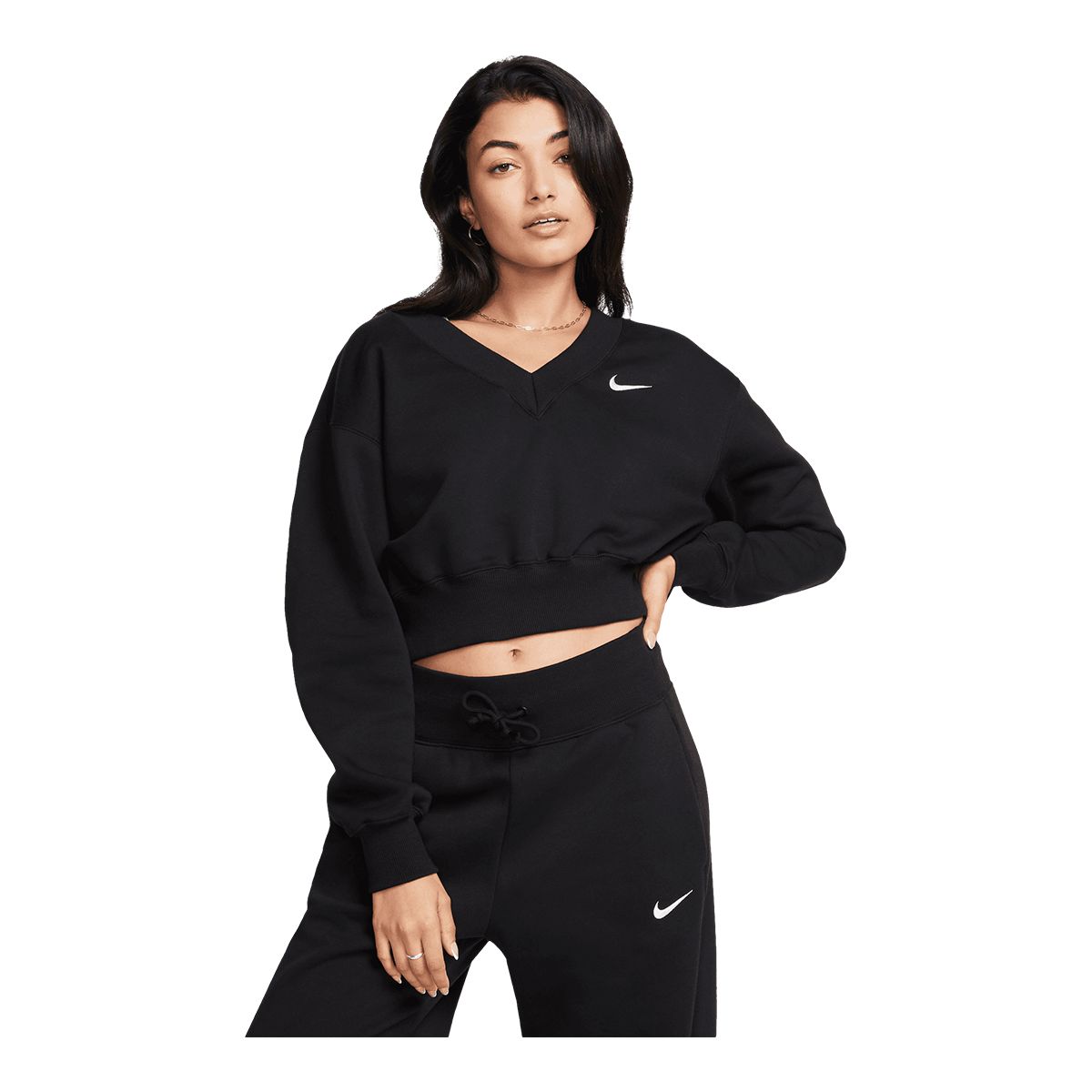 Nike Women's Phoenix Crop V-Neck Fleece Top