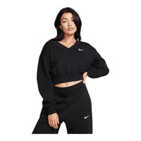 Nike Women's Phoenix Crop V-Neck Fleece Top Front_Flat