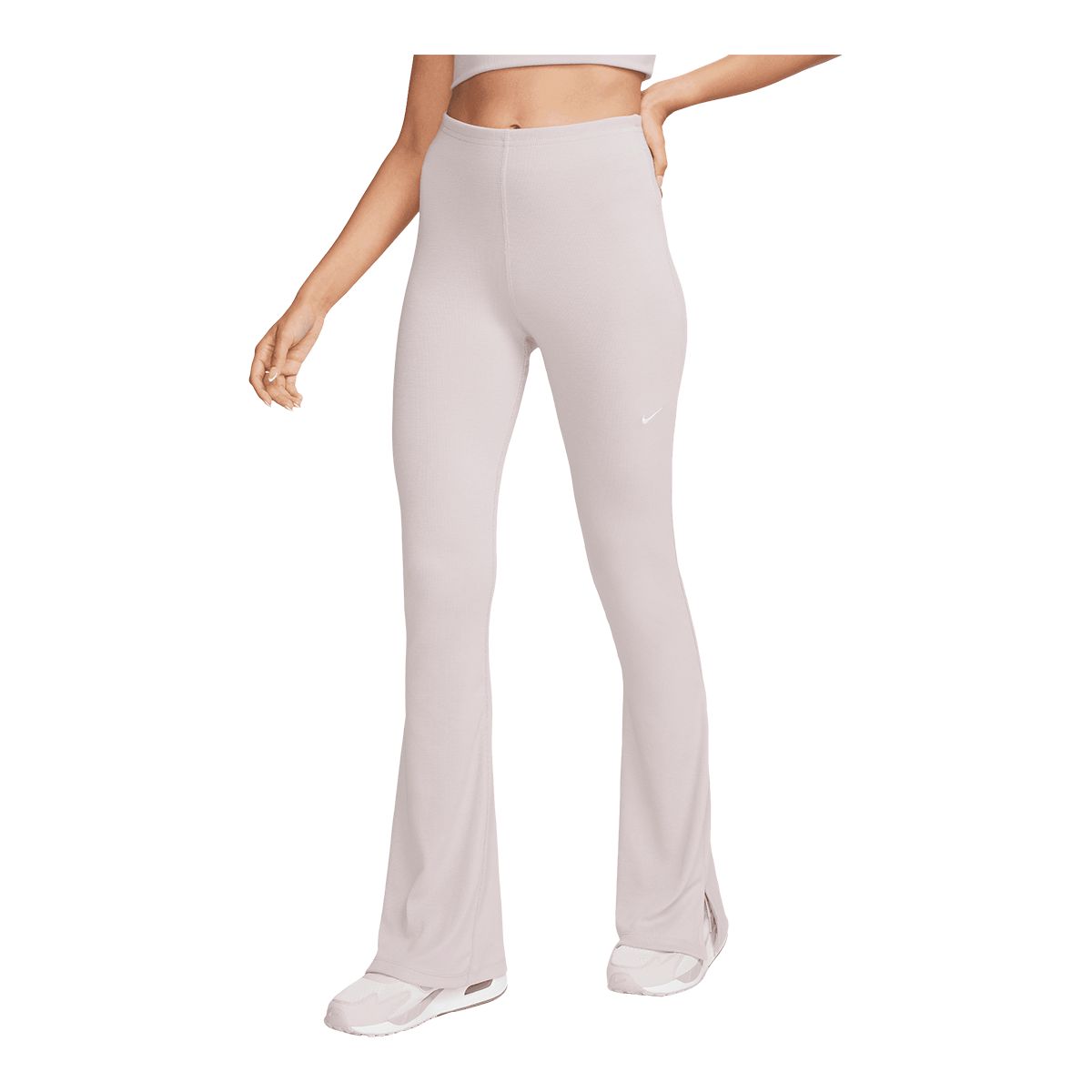 Nike Women's Chill Knits Mini-Ribbed Mid-Rise Flared Leggings
