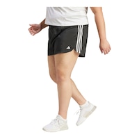 adidas Women's Plus Size Pacer High Rise Shorts Front_Three_Fourths_Angled_Left