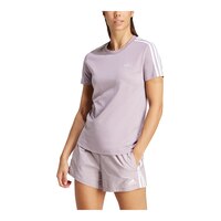 adidas Women's Plus Size Sportswear Essentials 3-Stripe T Shirt Front_Angled_Left