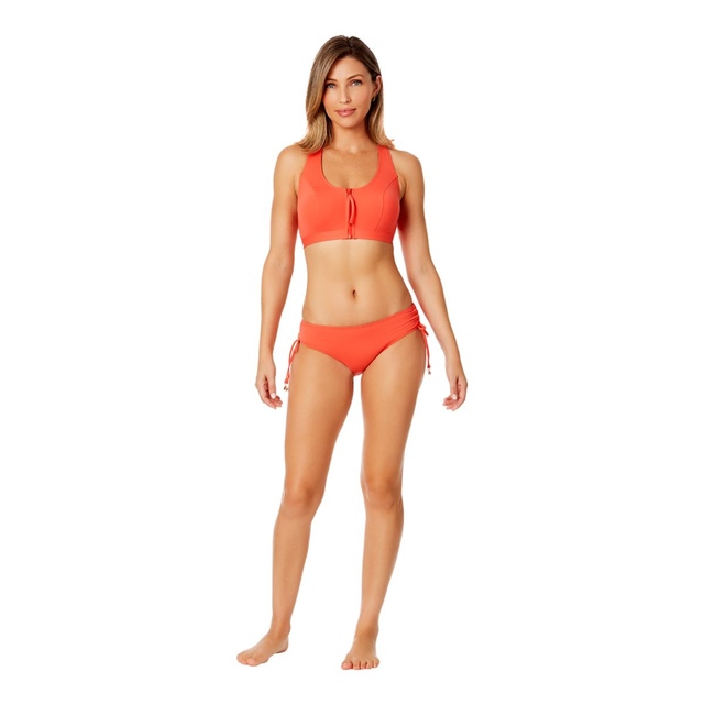 Anne Cole Locker Women's Front Zip Racer Back Top