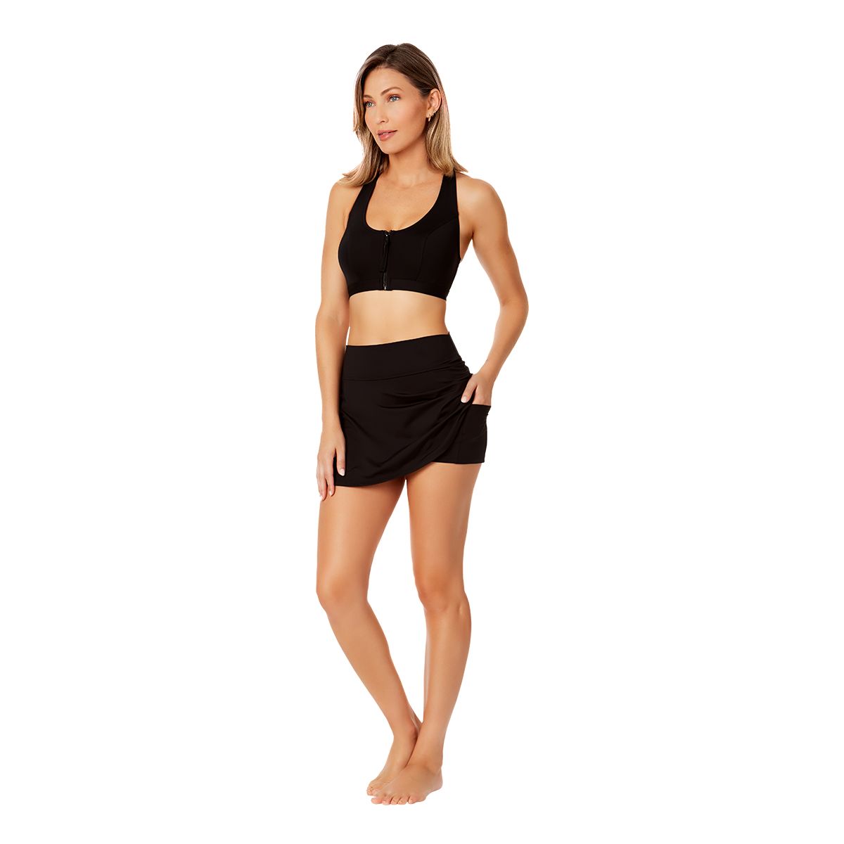 Anne Cole Locker Women's Front Zip Racer Back Top