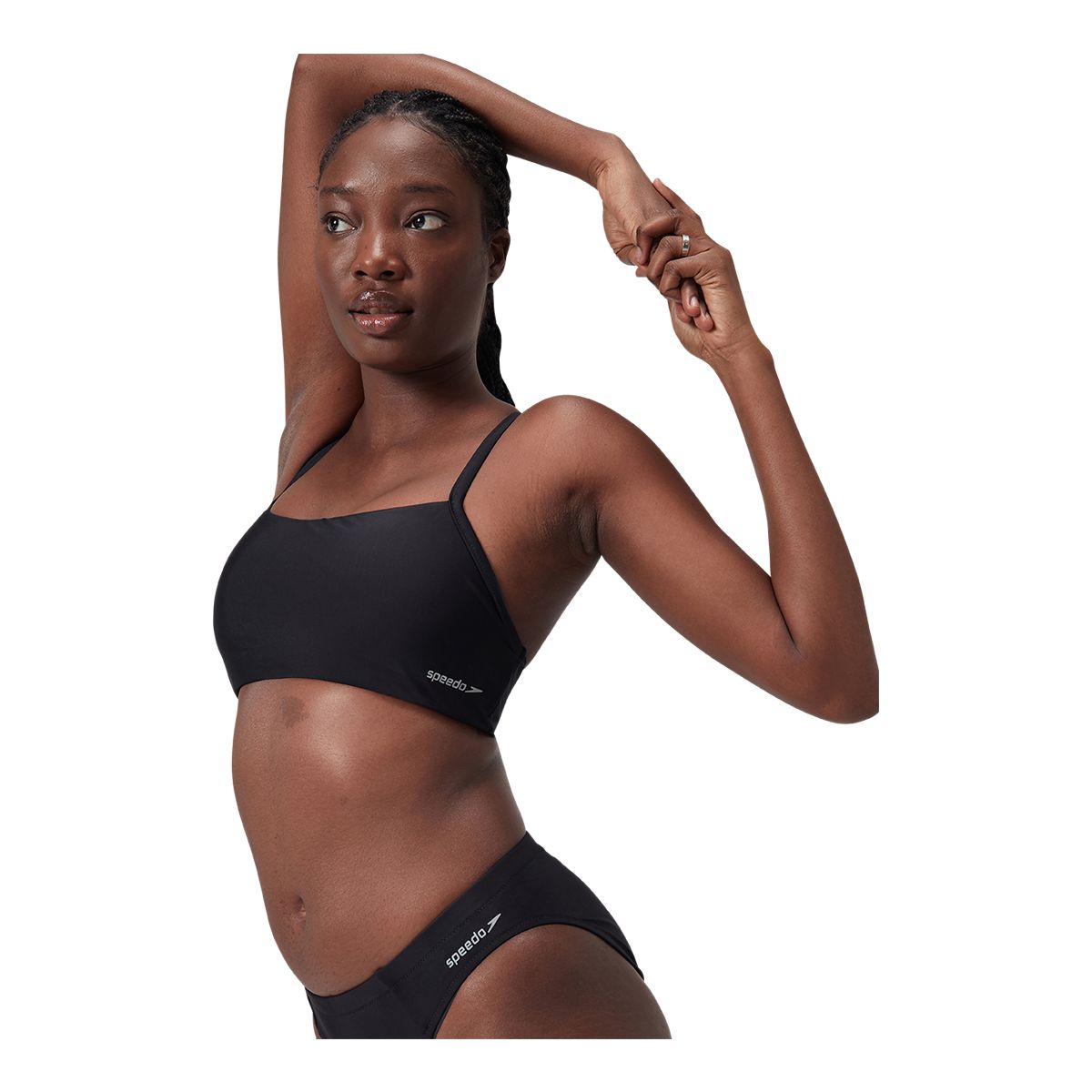 Speedo Women's SIS Solid Racerback Crop Swim Top