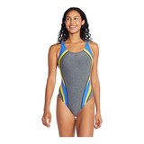 Speedo Women's Quantum Fusion Slice Heather One Piece Front_Flat