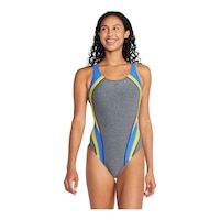 Speedo Women's Quantum Fusion Slice Heather One Piece Front_Flat
