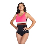 Speedo Women's Bonded Colorblock One Piece Swimwear Front_Angled_Left