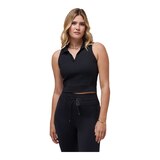 TravisMathew Women's Moveknit V-Neck Golf Polo Tank Front_Angled_Left
