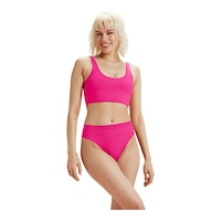 Speedo Women's Fluente Solid Cropkini Bikini Top Front_Angled_Right