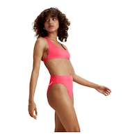 Speedo Women's Fluente Solid High Waist Bottom Front_Three_Fourths_Angled_Right