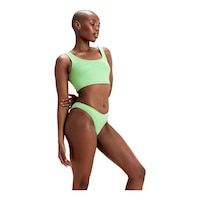 Speedo Women's Fluente Solid Scoop Bottom Front_Three_Fourths_Angled_Right