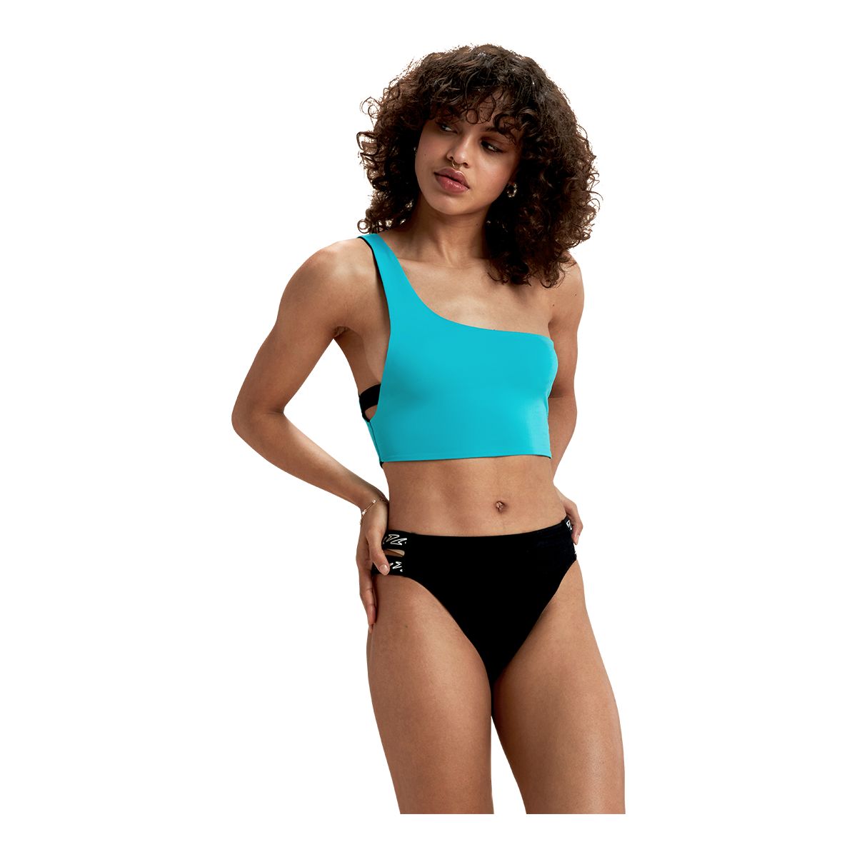 Speedo Women's Fluente Solid Logo ESTC Convertible Crop Top