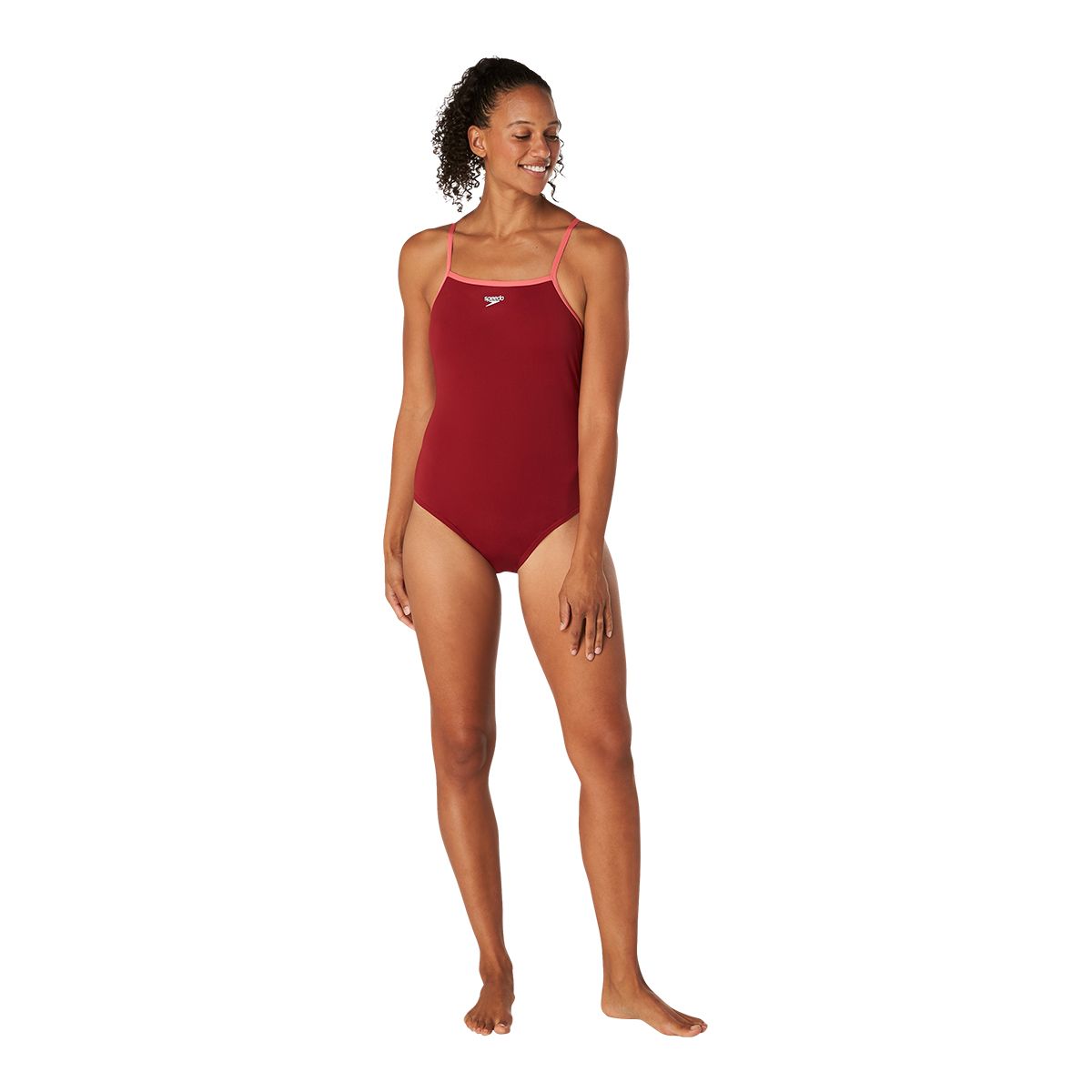 Speedo Women's Closed Back with Hybrid One Piece Swimsuit