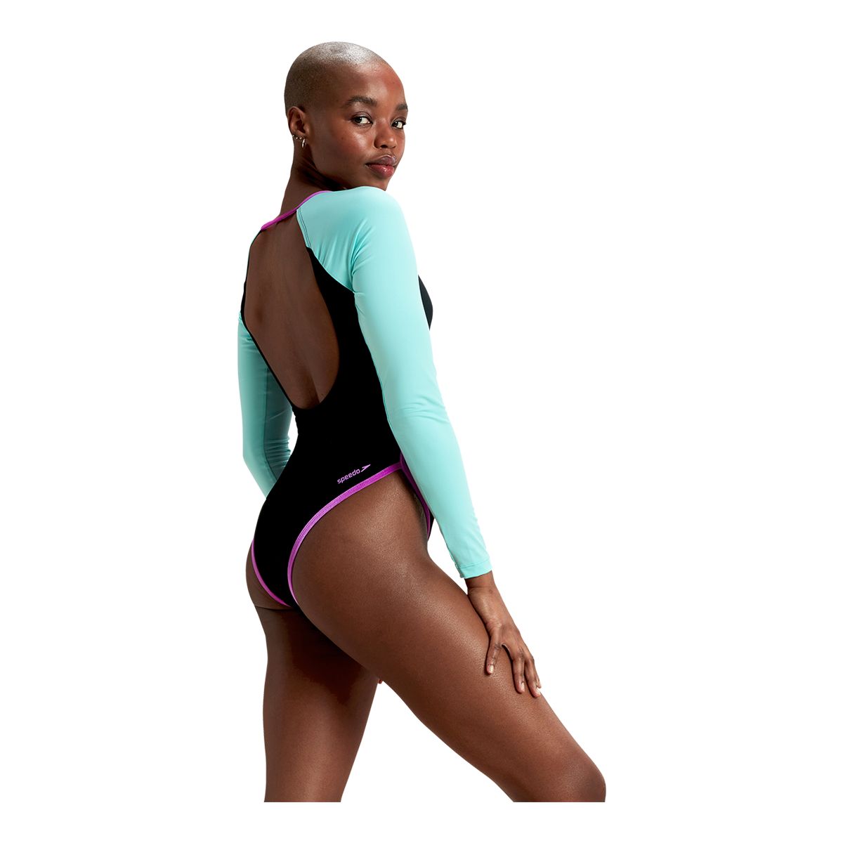 Speedo Women's Fluente Long Sleeve Cut Out One Piece Swimsuit