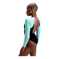 Speedo Women's Fluente Long Sleeve Cut Out One Piece Swimsuit Side_Left
